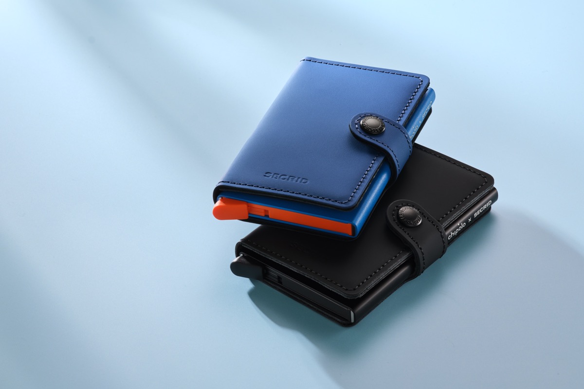 Secrid x Chipolo Trackable Miniwallet in zwart en blauw